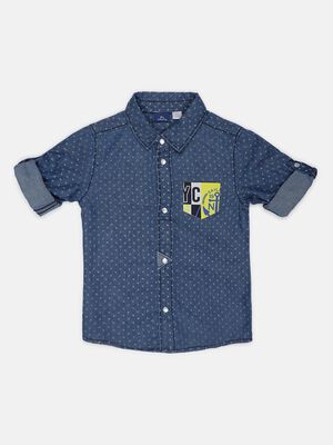 Blue Allover Print Shirt -Chambray
